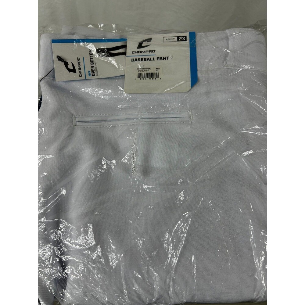 Champro MVP Open Bottom Baseball Pants Adult 2XL White Navy